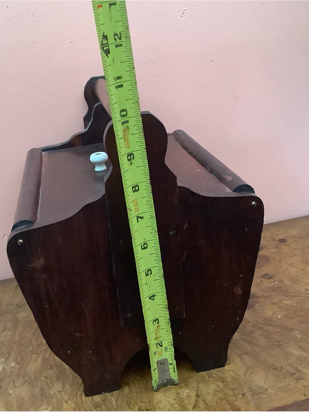 Handcrafted Dark Mahogany Sewing Box with Handle - Picture 11 of 17